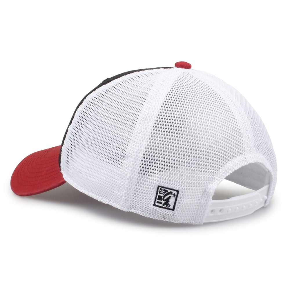 The Game Gb881 Soft Trucker Cap - Black Vintage Red