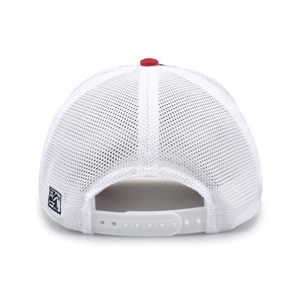 The Game Gb881 Soft Trucker Cap - Black Vintage Red
