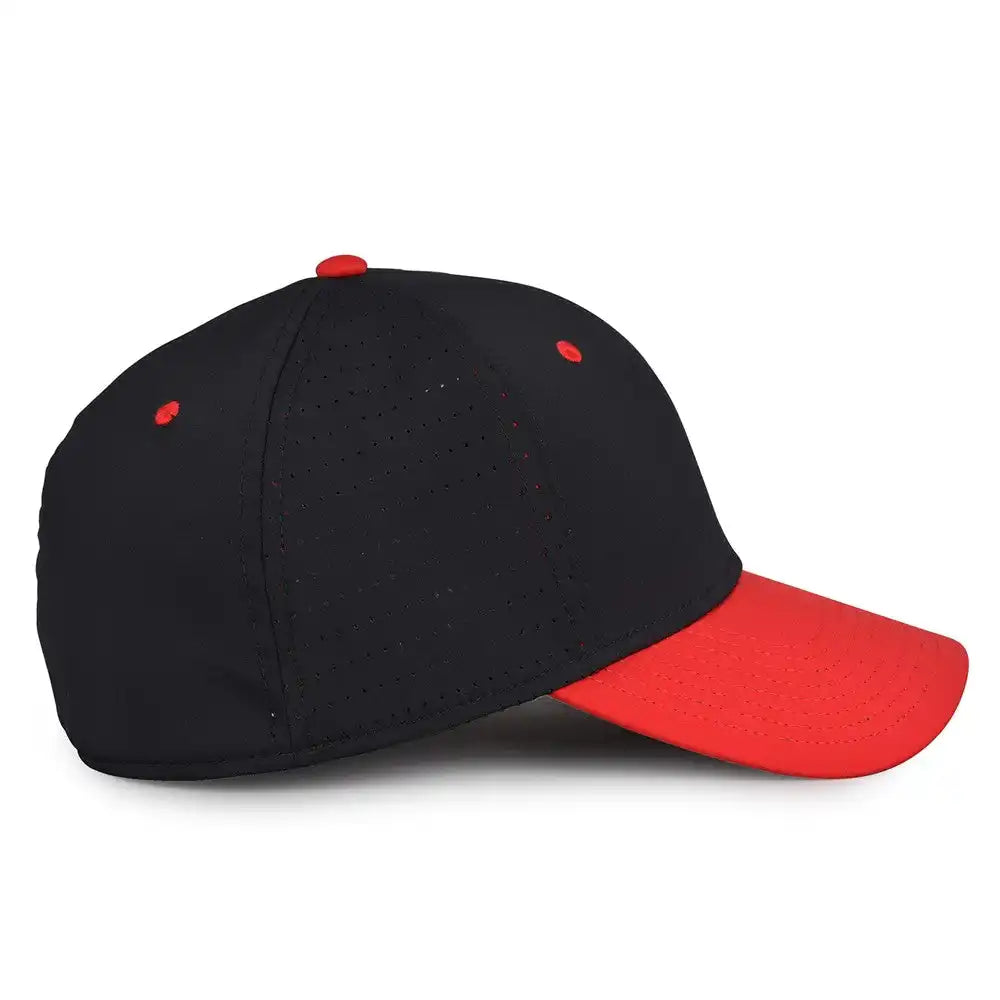 The Game Gb904 Precurved Perforated Gamechanger Cap Black Red