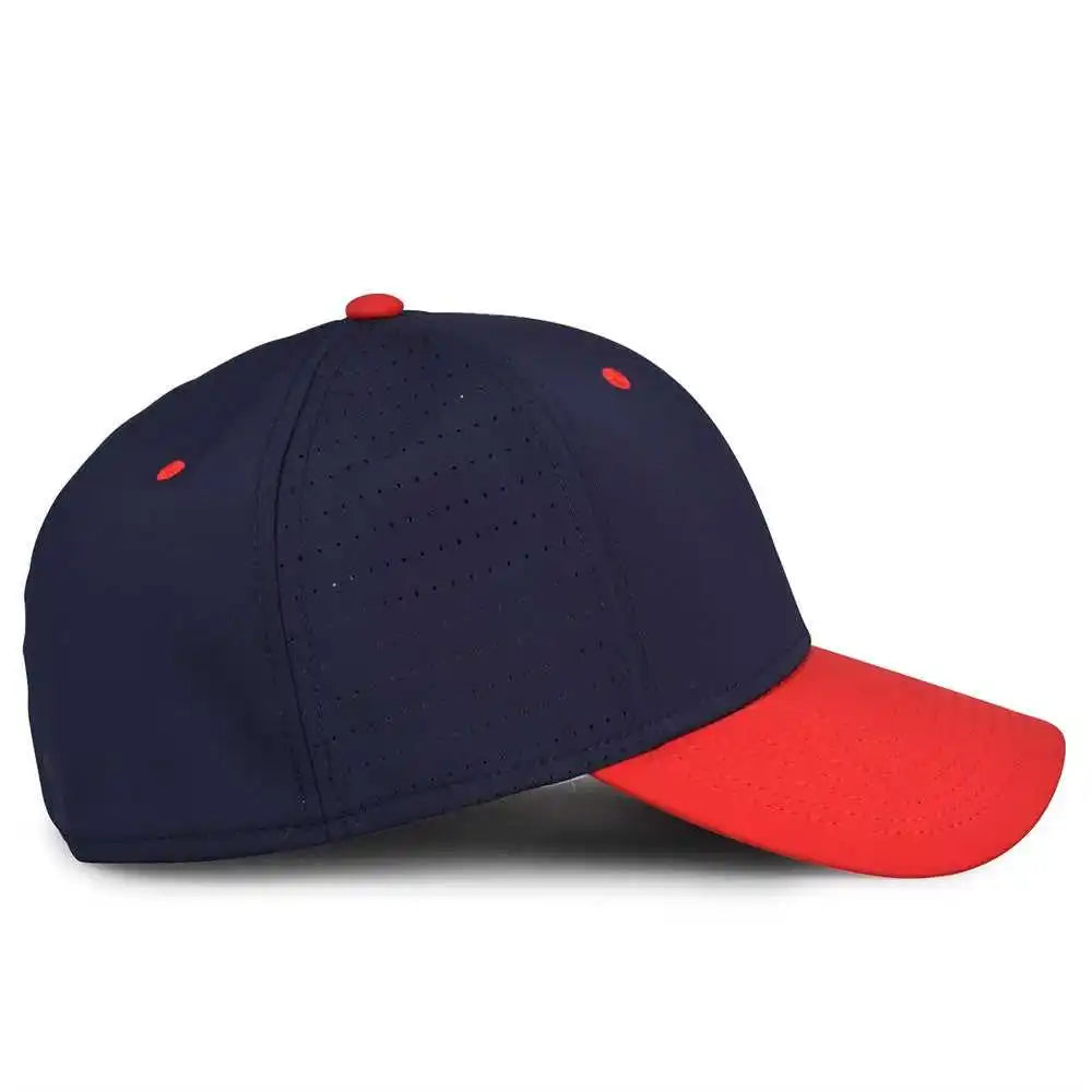 The Game Gb904 Precurved Perforated Gamechanger Cap Navy Red