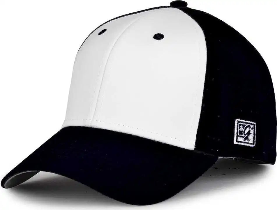 The Game Gb904 Precurved Perforated Gamechanger Cap - White Black - 6 1/2’’ - 3/4’’