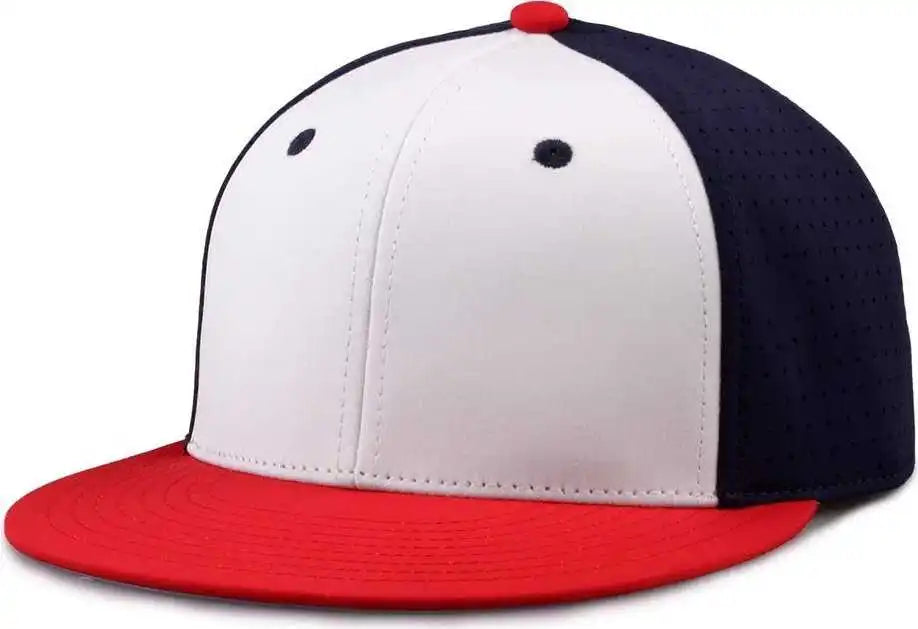 The Game Gb906 Perforated Gamechanger Snapback Cap White Navy Red / one Size Fits Most