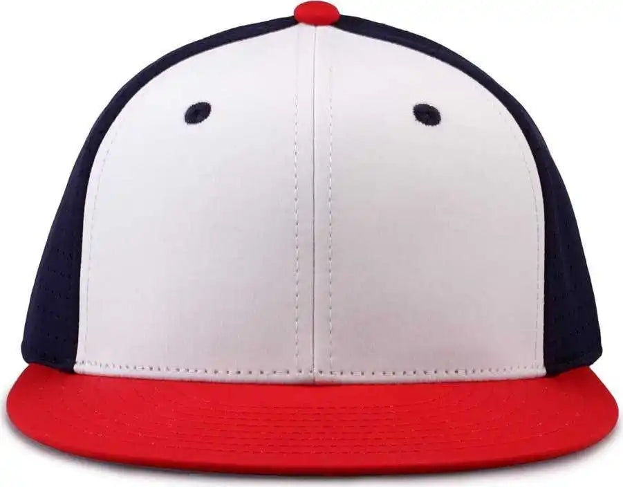 The Game Gb906 Perforated Gamechanger Snapback Cap White Navy Red / one Size Fits Most