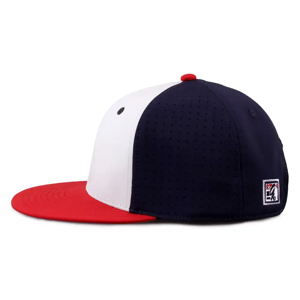 The Game Gb906 Perforated Gamechanger Snapback Cap White Navy Red / one Size Fits Most