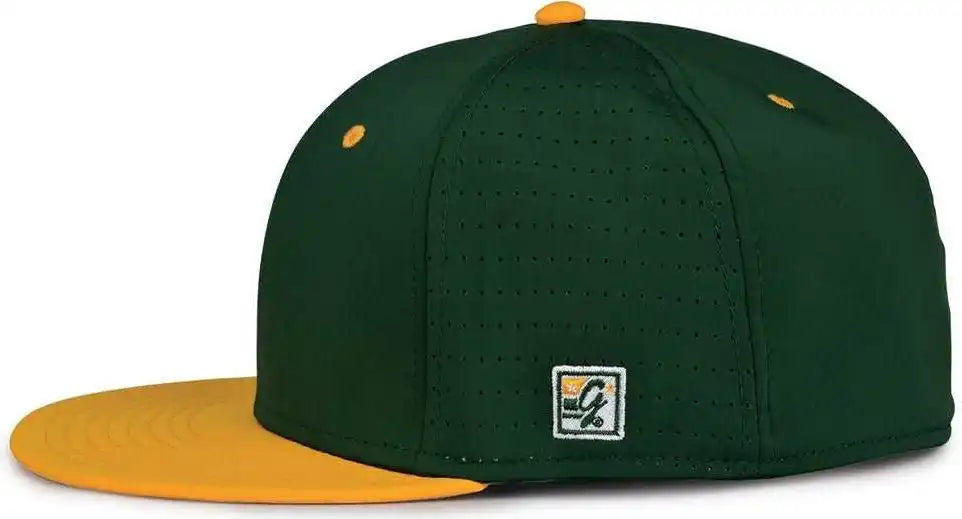 The Game Gb998 Perforated Gamechanger Cap Dark Green Athletic Gold