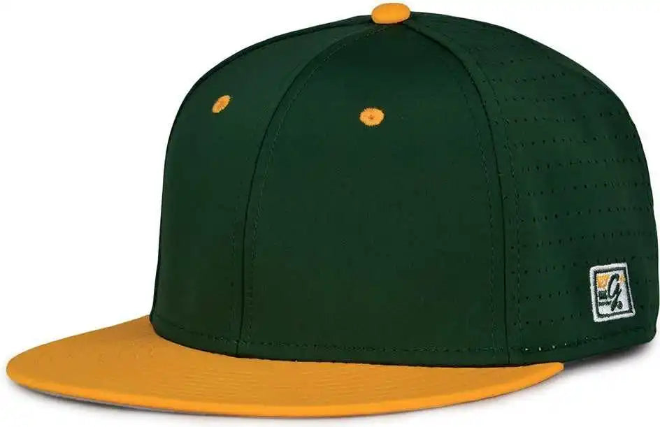 The Game Gb998 Perforated Gamechanger Cap Dark Green Athletic Gold