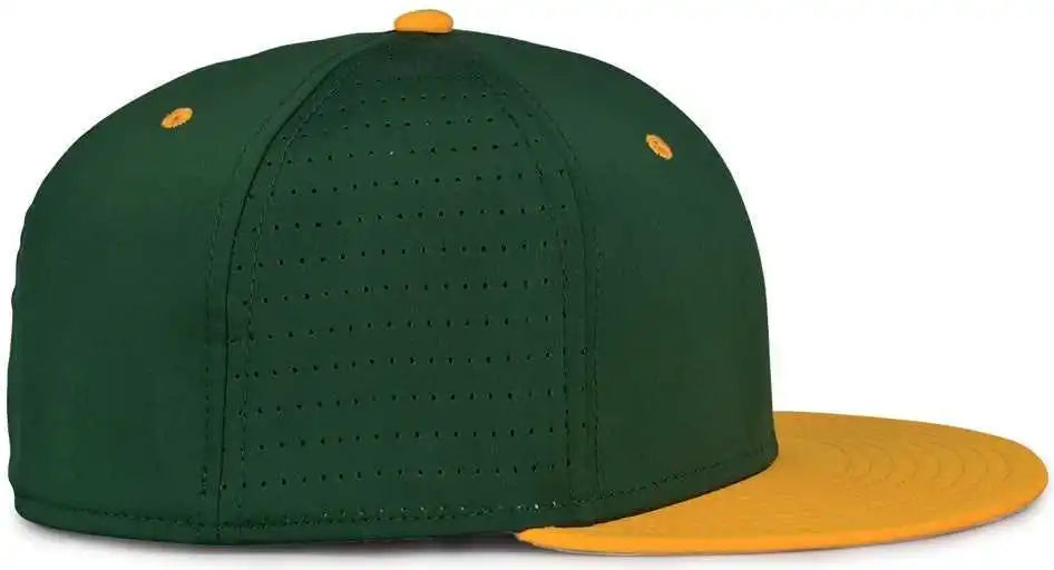 The Game Gb998 Perforated Gamechanger Cap Dark Green Athletic Gold