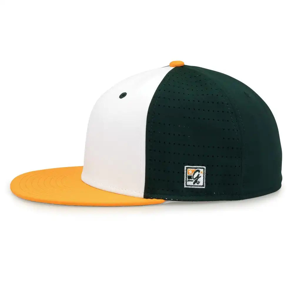 The Game Gb998 Perforated Gamechanger Cap White Dark Green Athletic Gold