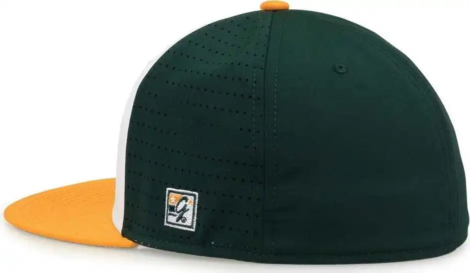 The Game Gb998 Perforated Gamechanger Cap White Dark Green Athletic Gold