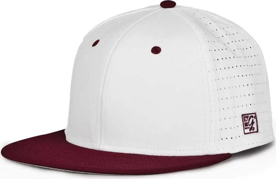 The Game Gb998 Perforated Gamechanger Cap - White Dark Maroon - 6 1/2’’ - 3/4’’