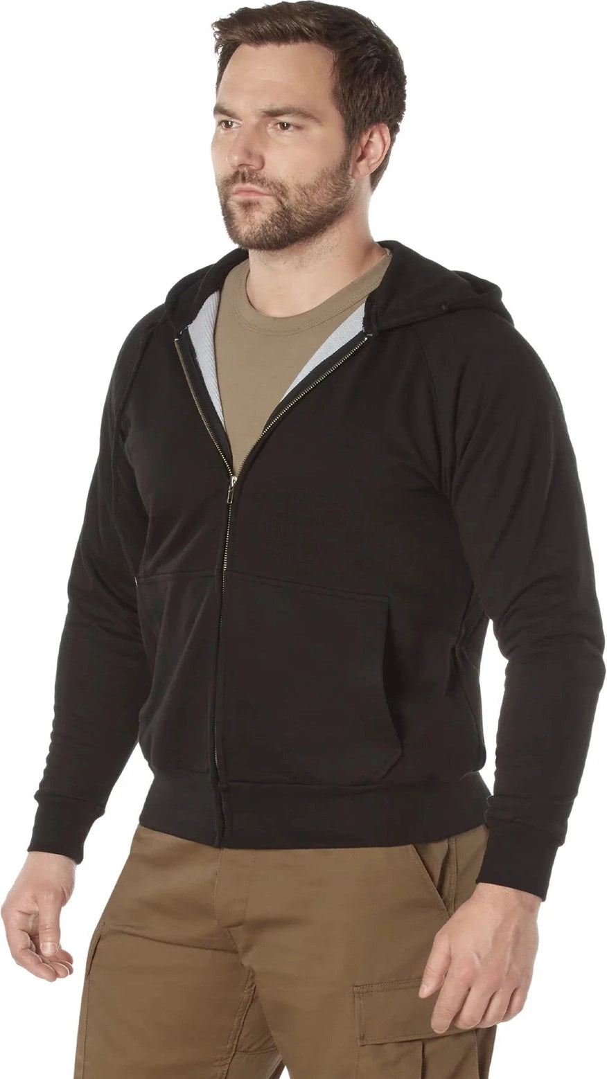 Thermal Lined Full-zip Hoodie - Black / s