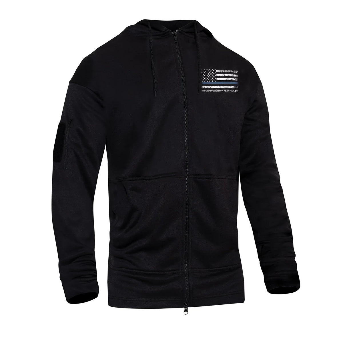 Thin Blue Line Concealed Carry Zippered Hoodie - Black - s