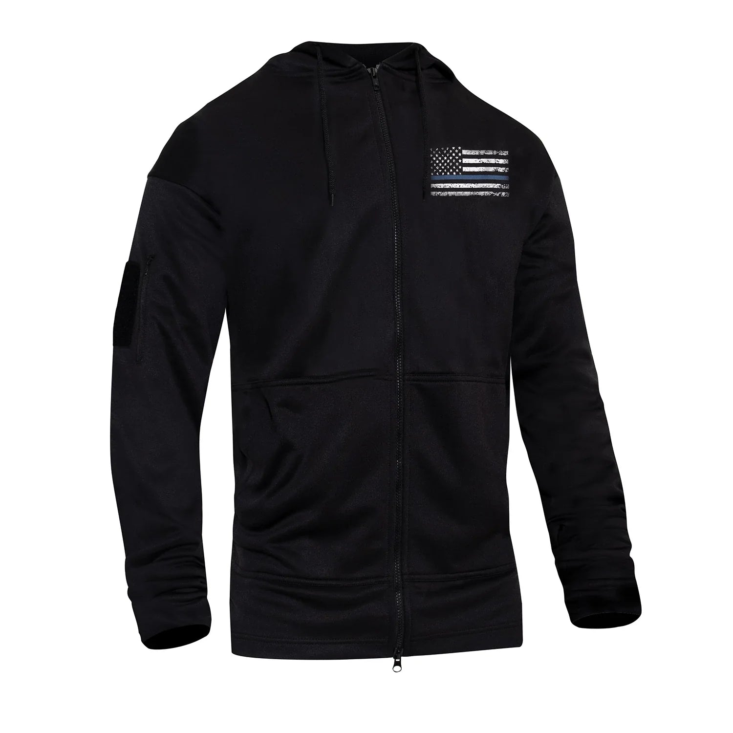 Thin Blue Line Concealed Carry Zippered Hoodie - Black - s