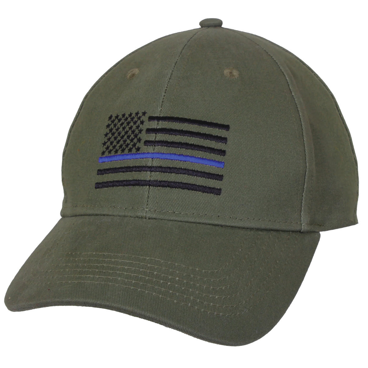 Thin Blue Line Flag Low Profile Cap - Olive Drab