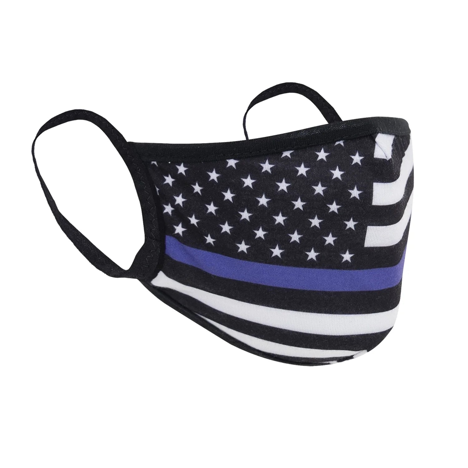 Thin Blue Line Flag Reusable 3-layer Polyester Face Mask