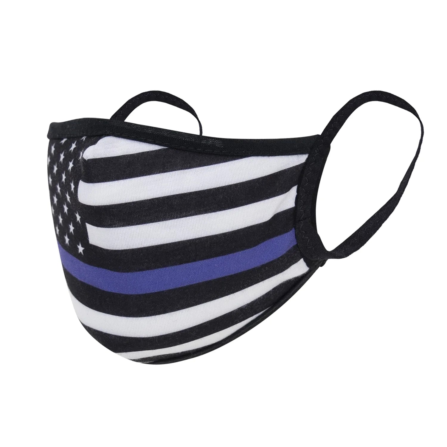 Thin Blue Line Flag Reusable 3-layer Polyester Face Mask