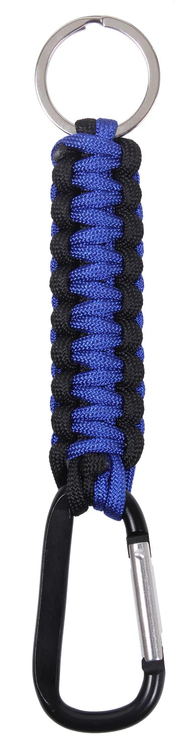 Thin Blue Line Paracord Keychain with Carabiner