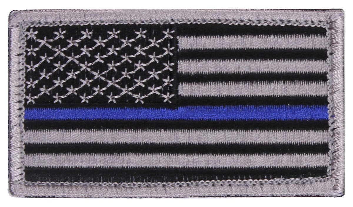 Thin Blue Line Police U.s. Flag Patch - Hook Back