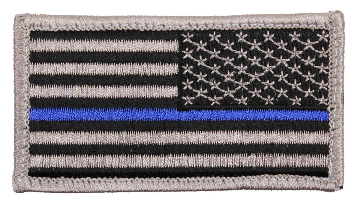 Thin Blue Line Police U.s. Flag Patch - Hook Back