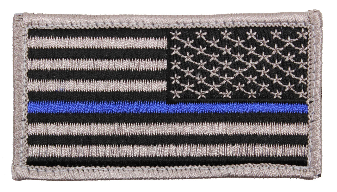 Thin Blue Line Police U.s. Flag Patch - Hook Back