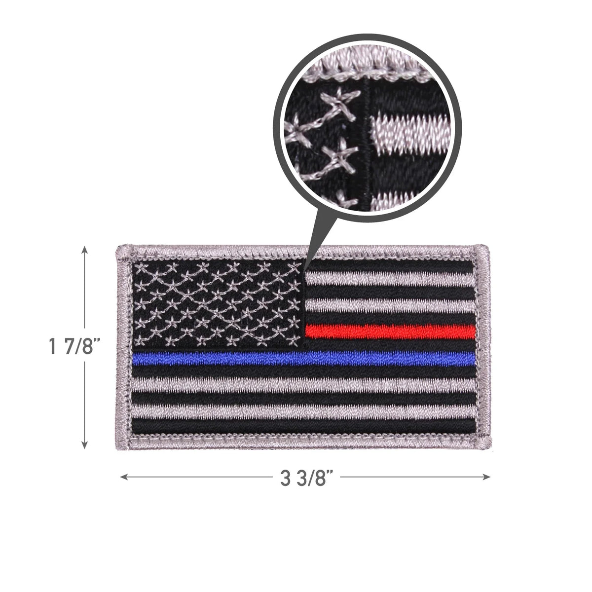 Thin Blue Line / Red us Flag Patch - Hook Back