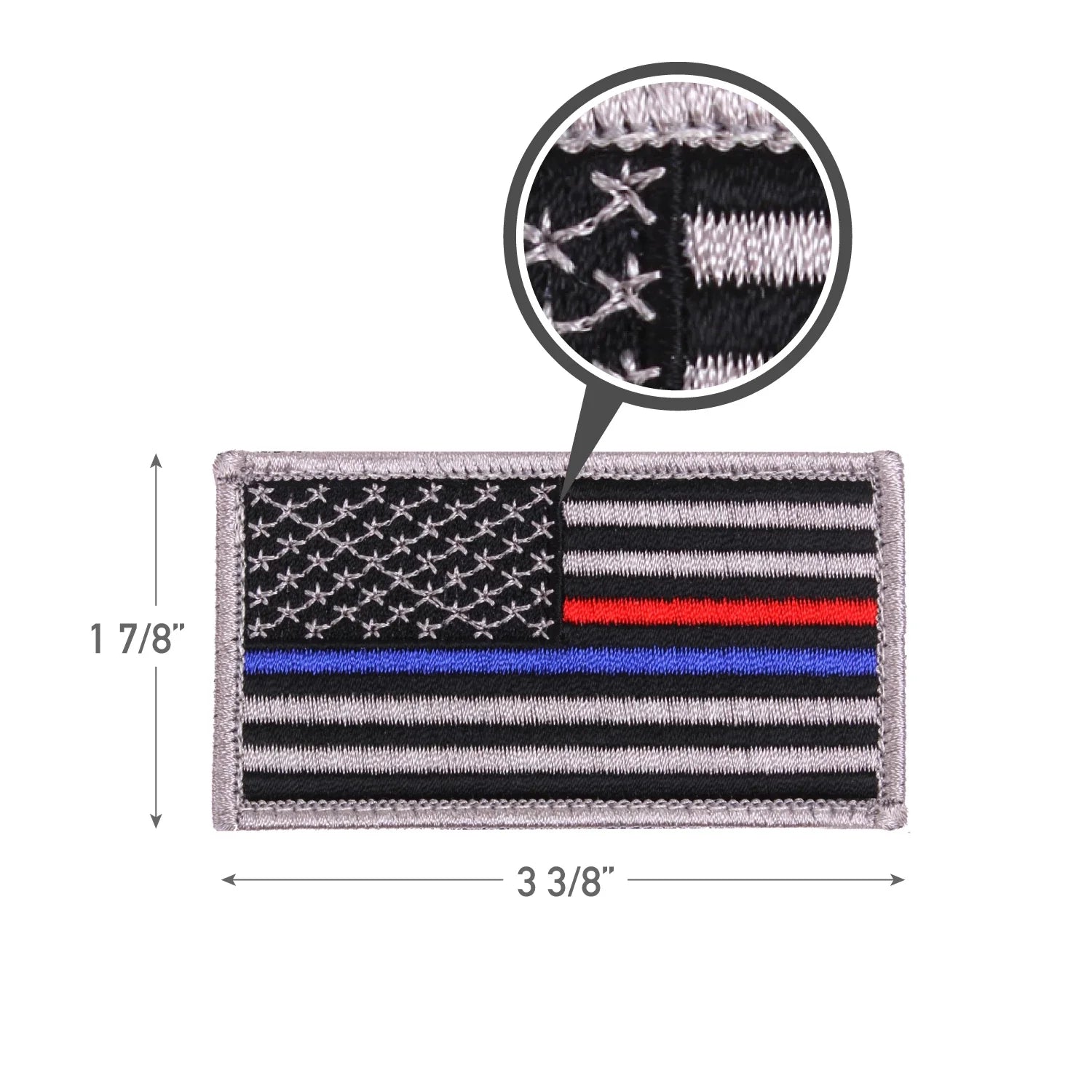 Thin Blue Line / Red us Flag Patch - Hook Back