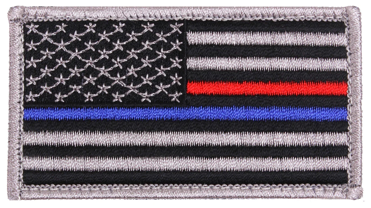 Thin Blue Line / Red us Flag Patch - Hook Back