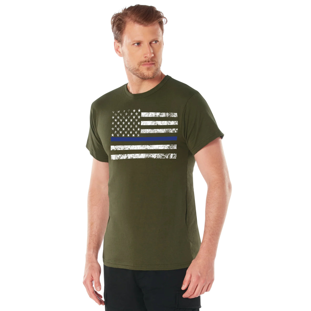 Thin Blue Line T-shirt - Olive Drab / s