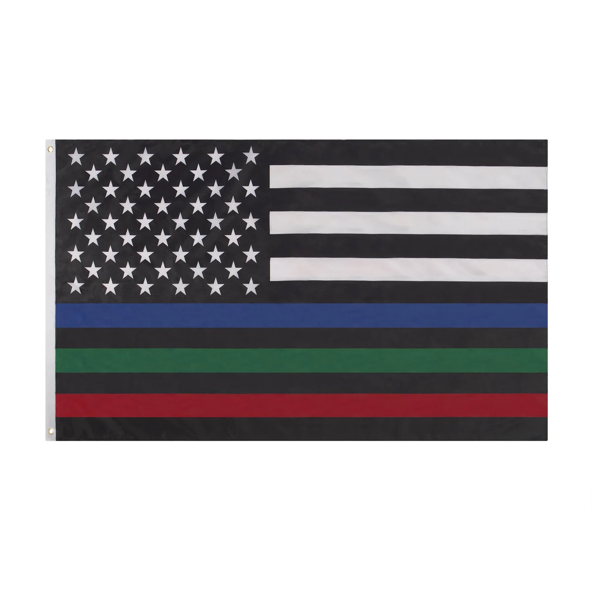 Thin Red Blue and Green Line us Flag - 3’ x 5’