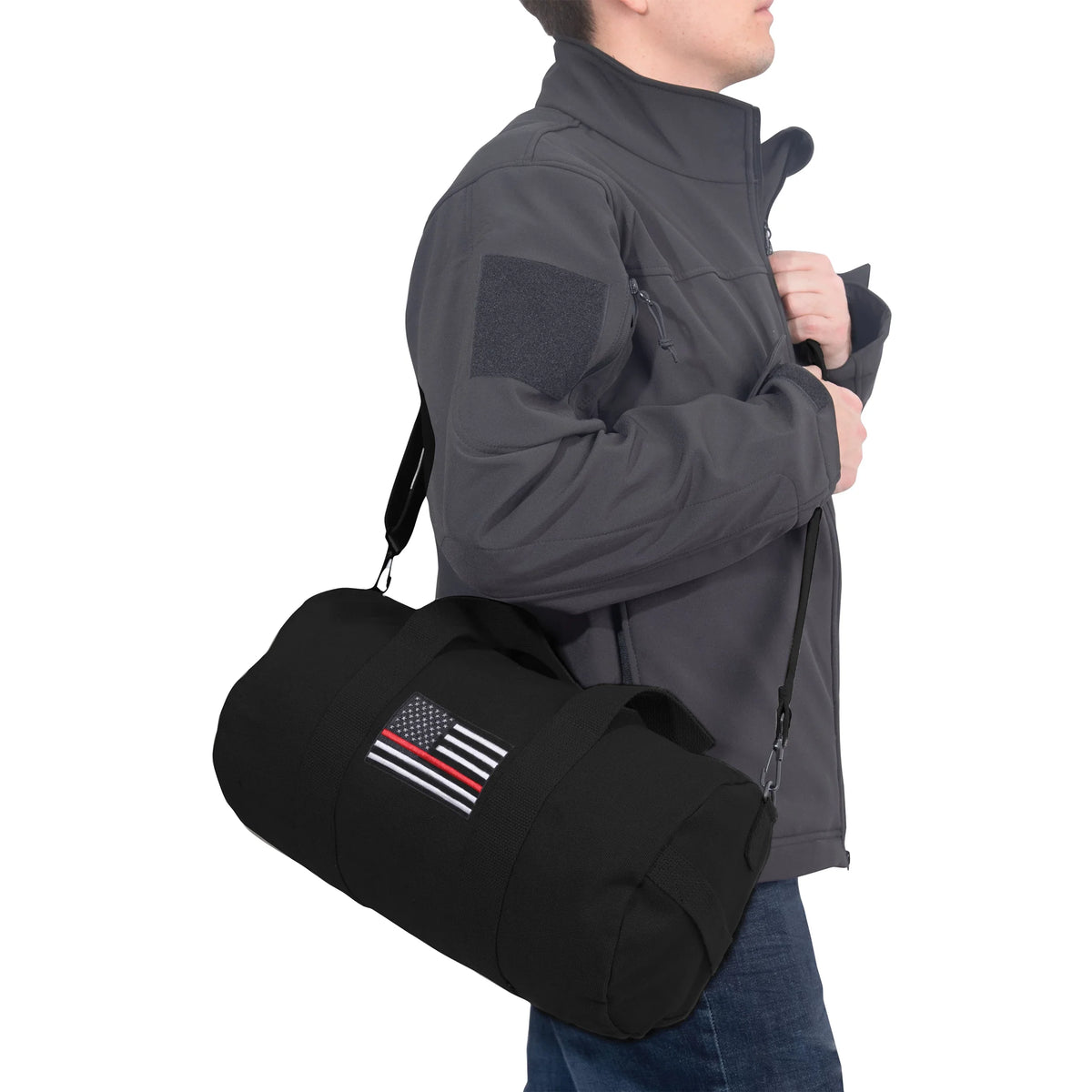 Thin Red Line Canvas Shoulder Duffle Bag - 19 Inch