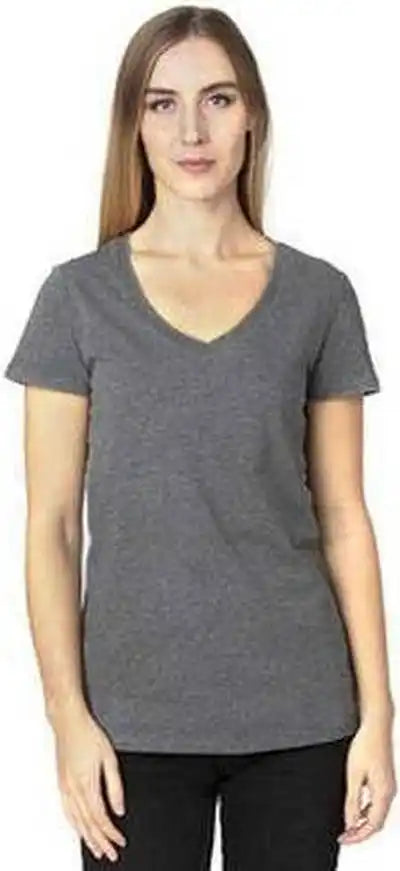 Threadfast Apparel 200rv Ladies’ Ulightimate V-neck T-shirt - Charcoal Heather