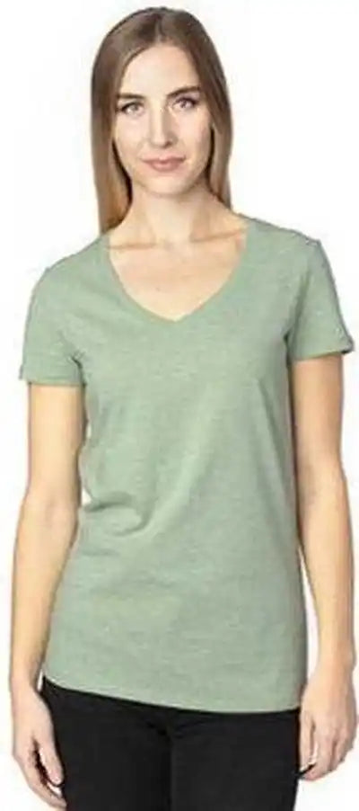 Threadfast Apparel 200rv Ladies’ Ulightimate V-neck T-shirt - Army Heather