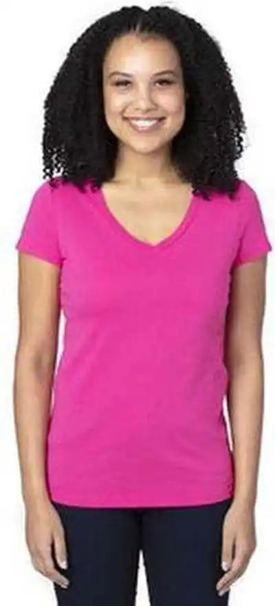 Threadfast Apparel 200rv Ladies’ Ulightimate v Neck t Shirt Hot Pink