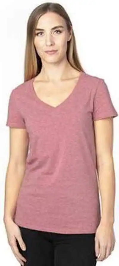 Threadfast Apparel 200rv Ladies’ Ulightimate V-neck T-shirt - Maroon Heather