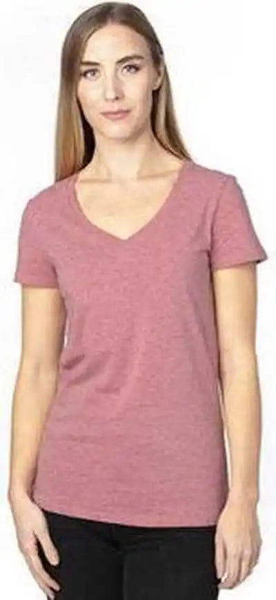 Threadfast Apparel 200rv Ladies’ Ulightimate V-neck T-shirt - Maroon Heather