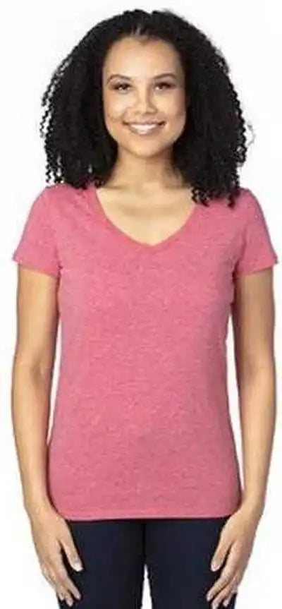 Threadfast Apparel 200rv Ladies’ Ulightimate V-neck T-shirt - Red Heather