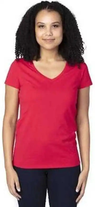 Threadfast Apparel 200rv Ladies’ Ulightimate V-neck T-shirt - Red
