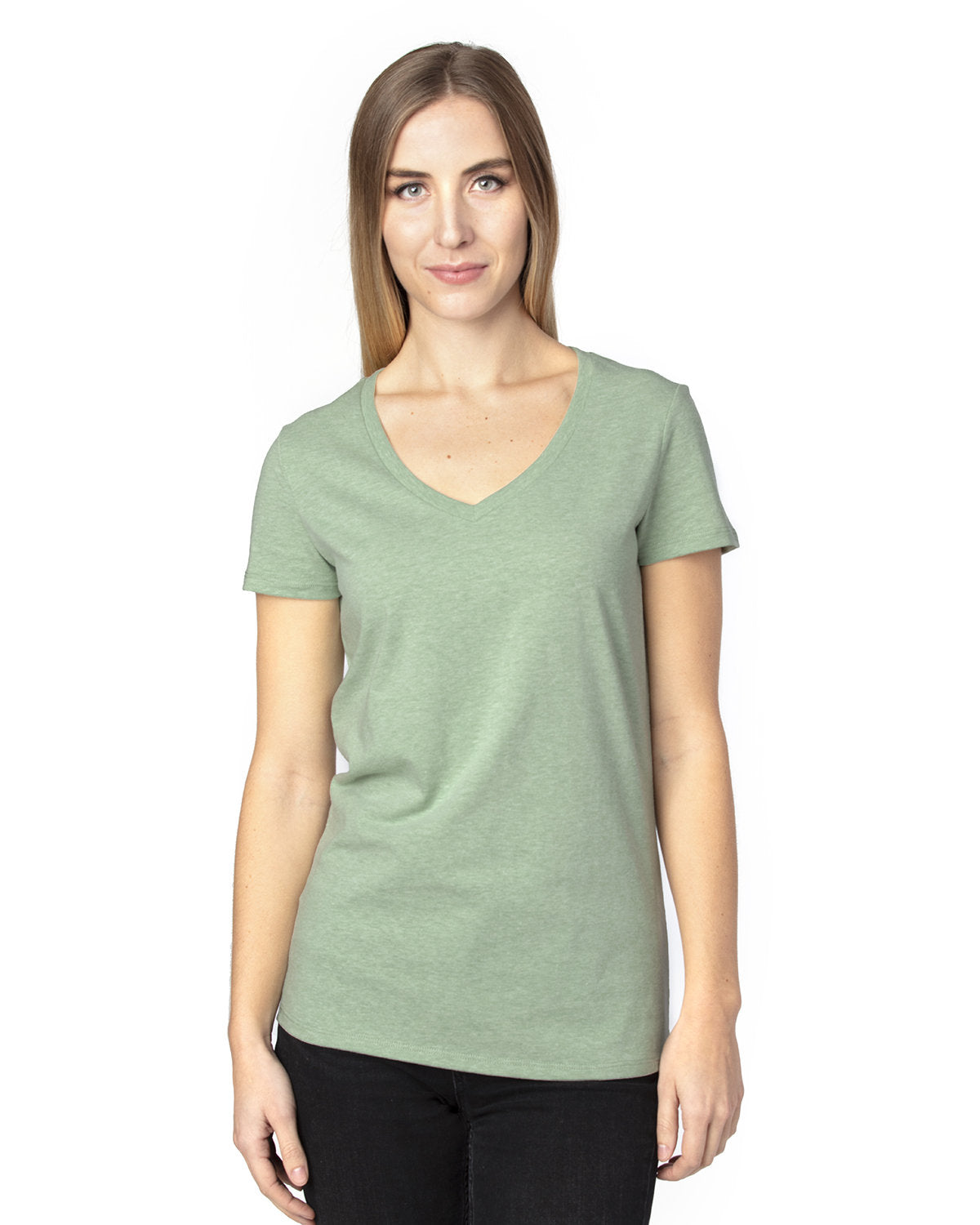 Threadfast Apparel 200rv Women’s Ultimate Cvc V-neck T-shirt - Army Heather