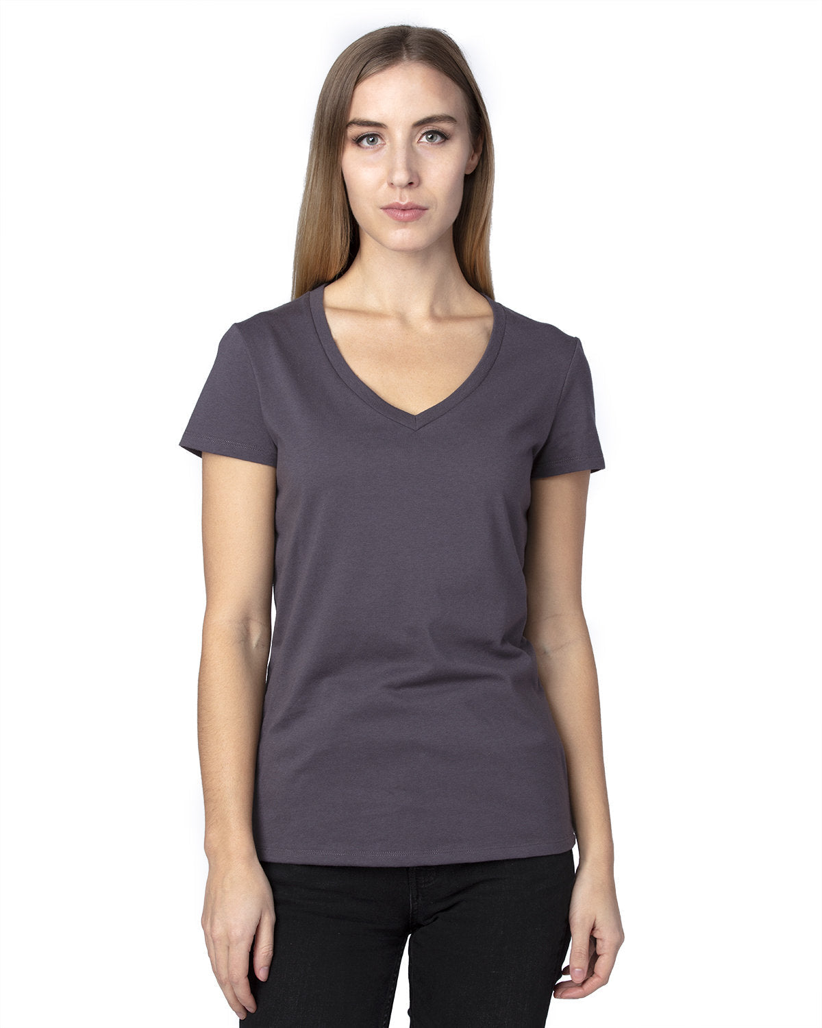 Threadfast Apparel 200rv Women’s Ultimate Cvc V-neck T-shirt - Graphite
