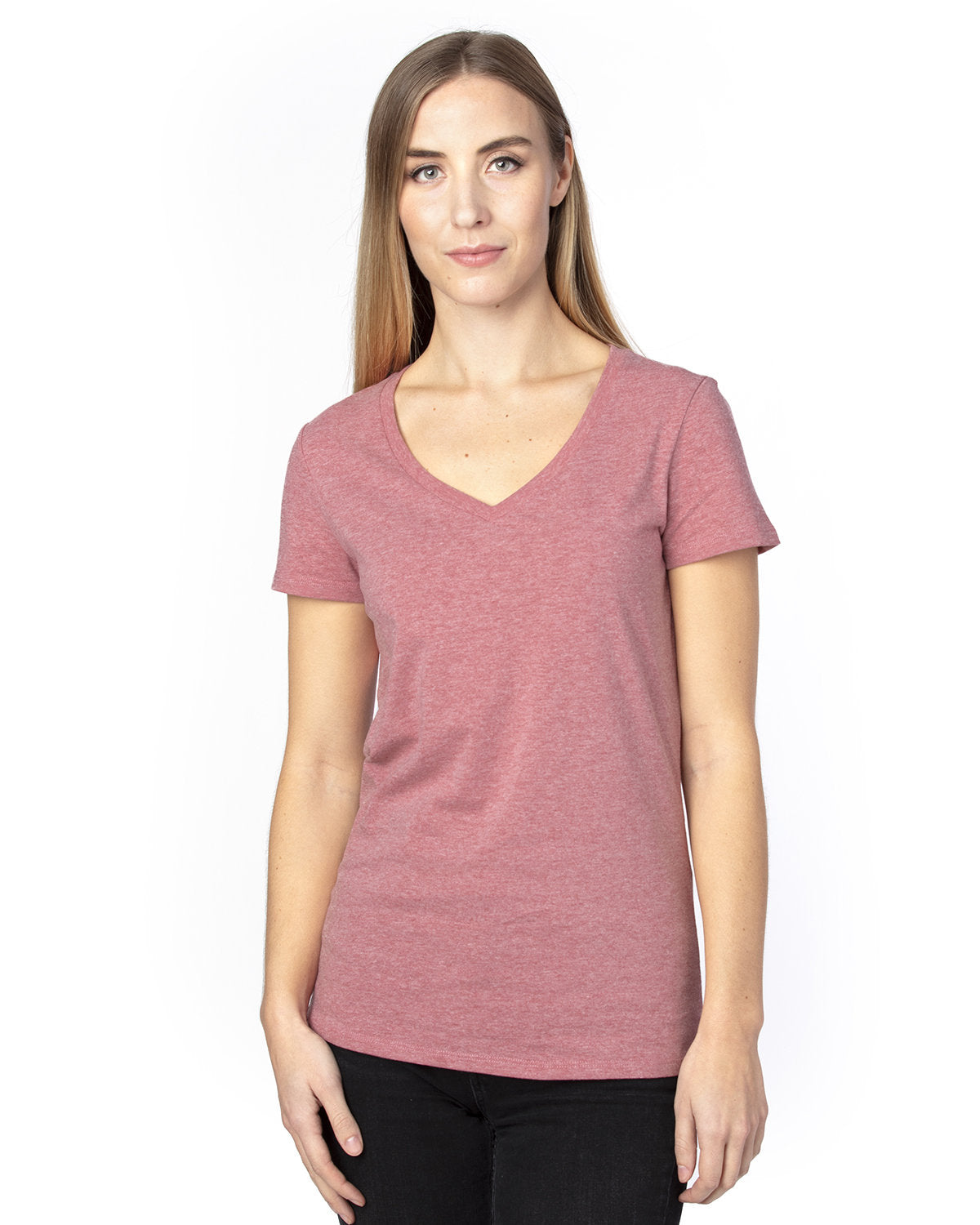 Threadfast Apparel 200rv Women’s Ultimate Cvc V-neck T-shirt - Maroon Heather