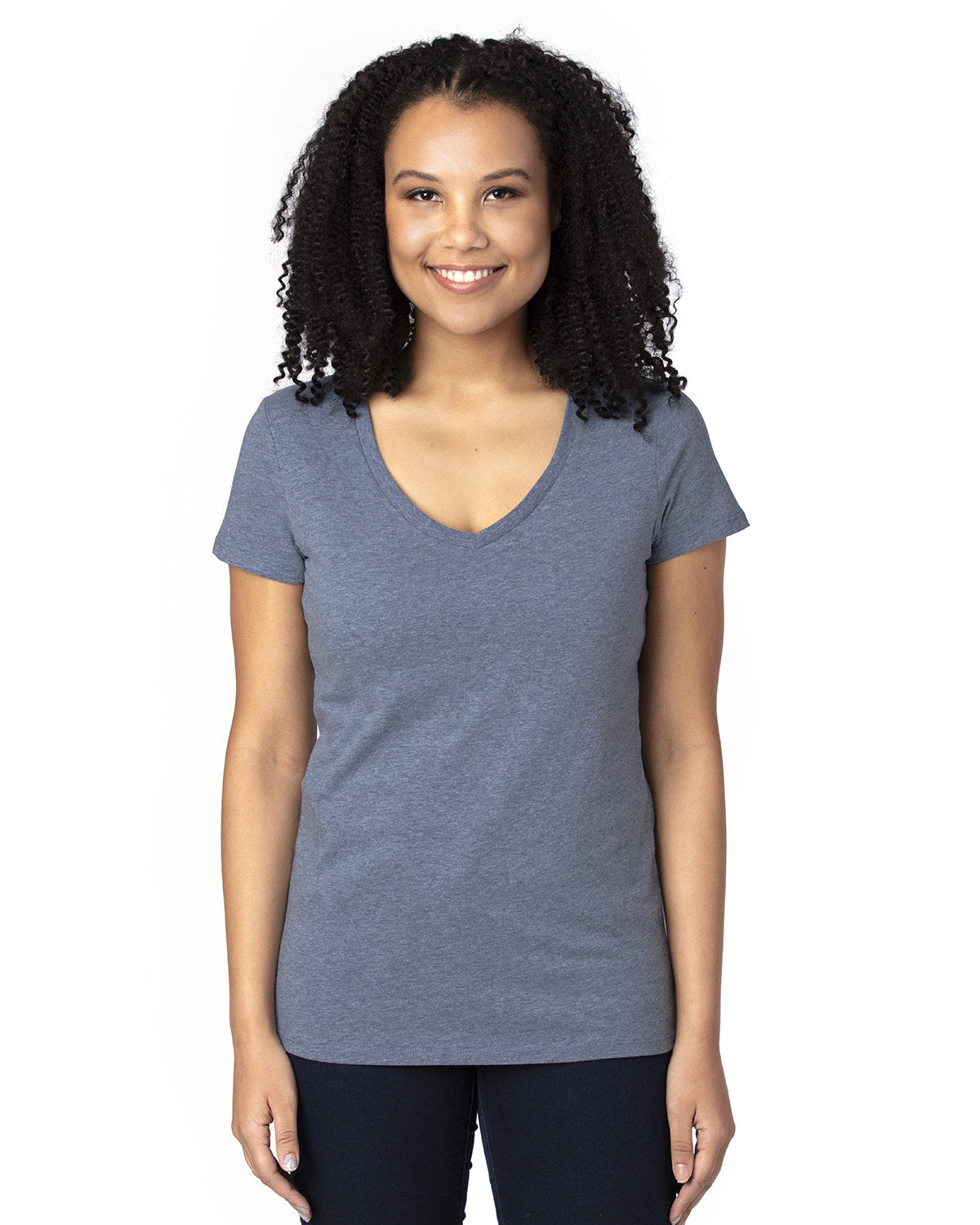Threadfast Apparel 200rv Women’s Ultimate Cvc V-neck T-shirt - Navy Heather