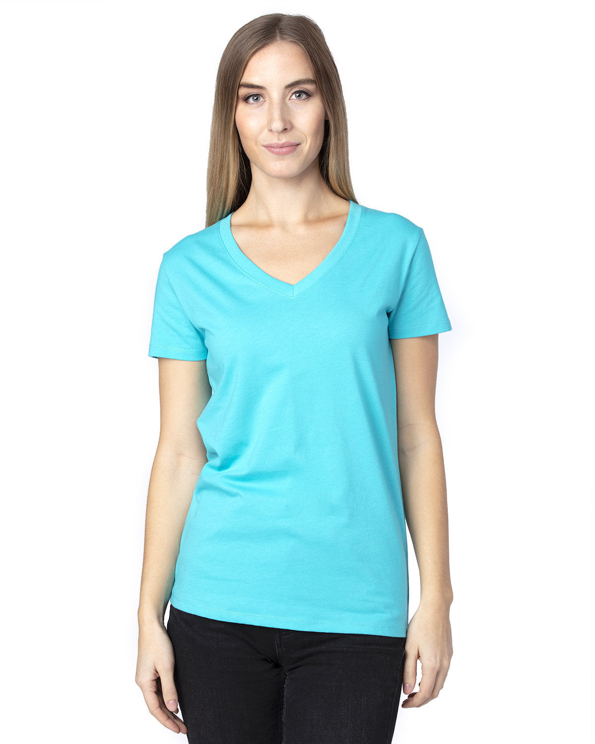 Threadfast Apparel 200rv Women’s Ultimate Cvc V-neck T-shirt - Pacific Blue
