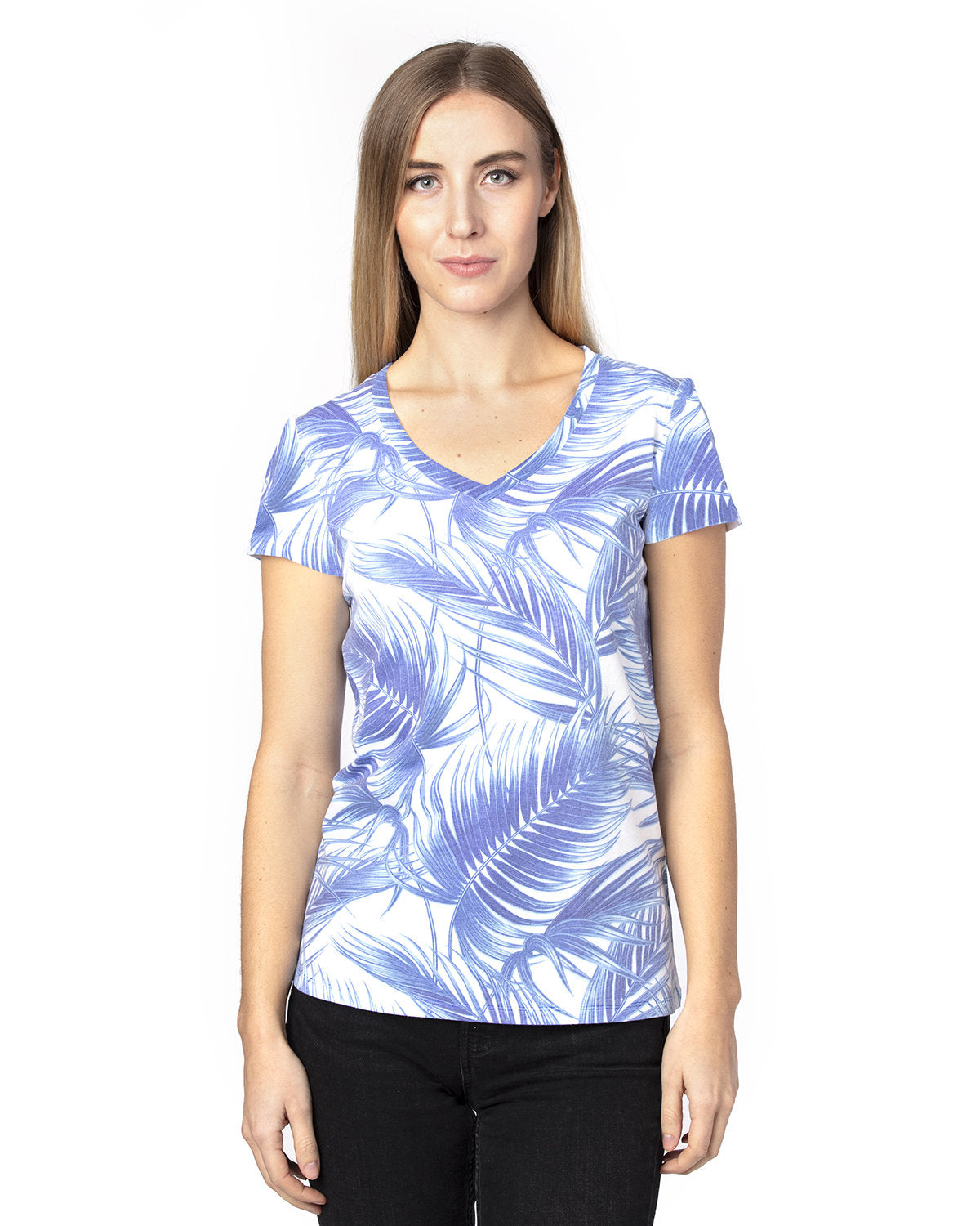 Threadfast Apparel 200rv Women’s Ultimate Cvc V-neck T-shirt - Palm Paradise