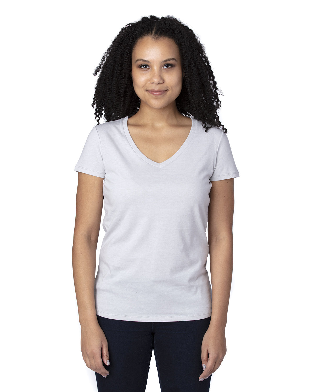 Threadfast Apparel 200rv Women’s Ultimate Cvc V-neck T-shirt - Silver