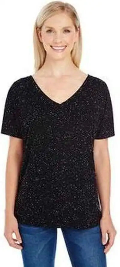 Threadfast Apparel 203fv Ladies’ Triblend Fleck Short-sleeve V-neck T-shirt - Black