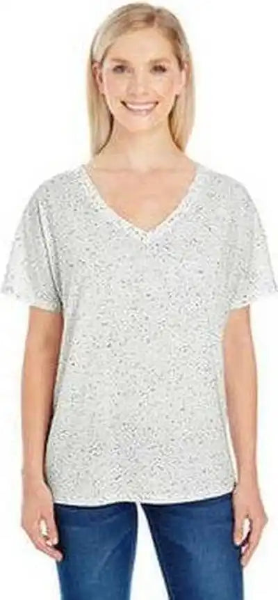 Threadfast Apparel 203fv Ladies’ Triblend Fleck Short-sleeve V-neck T-shirt - Cream
