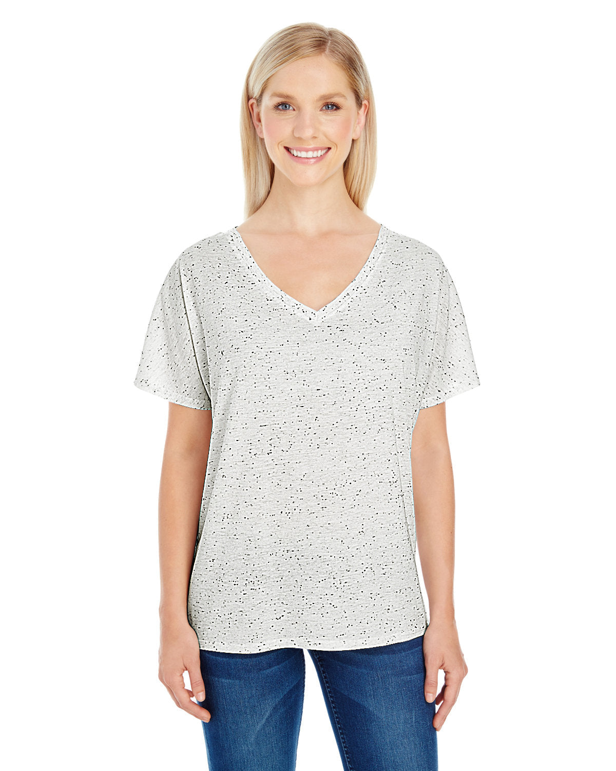 Threadfast Apparel 203fv Women’s Tri-blend Fleck V-neck T-shirt - Cream