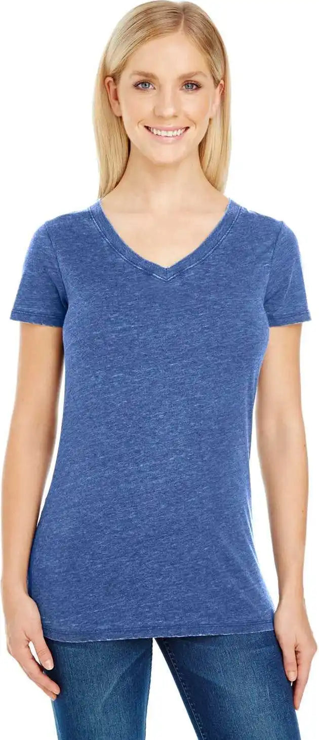 Threadfast Apparel 208b Ladies’ Vintage Dye Short-sleeve V-neck T-shirt - Navy