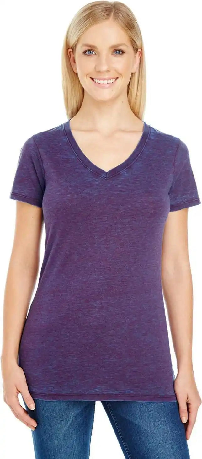 Threadfast Apparel 215b Ladies’ Cross Dye Short-sleeve V-neck T-shirt - Berry