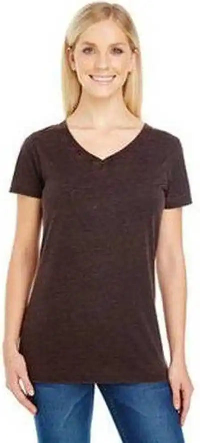 Threadfast Apparel 215b Ladies’ Cross Dye Short-sleeve V-neck T-shirt - Flame